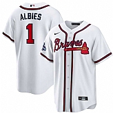 Braves 1 Ozzie Albies White Nike 2021 World Series Champions Cool Base Jersey Dzhi,baseball caps,new era cap wholesale,wholesale hats